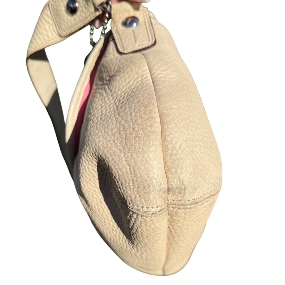 Vintage COACH Soho Pleated Flap Hobo Shoulder Bag, Cream/Ivory Pebbled Leather - Picture 7 of 11